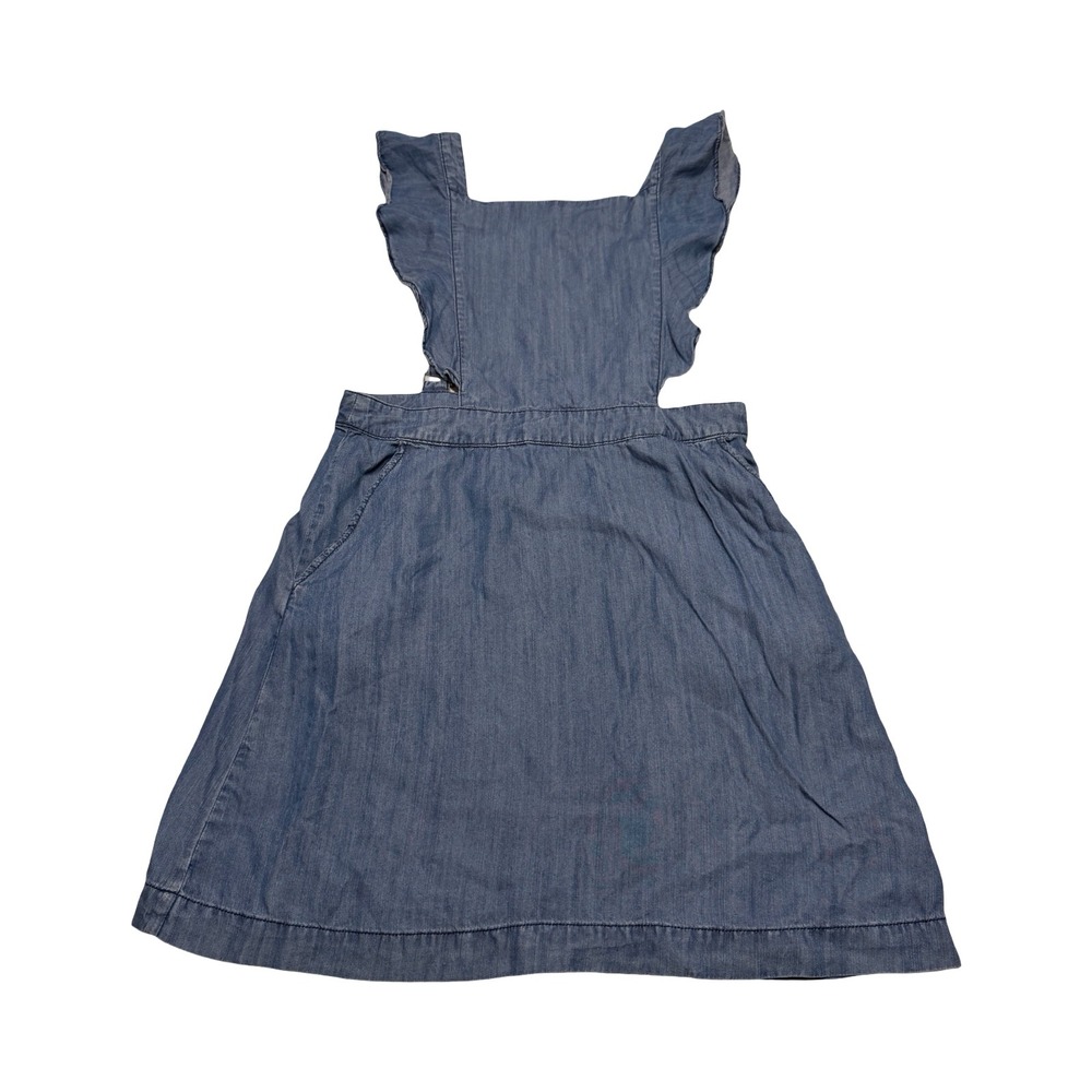 Skies Are Blue‎ Lyocell Ruffle Strap Pinafore Denim Dress Medium Wash Blue M